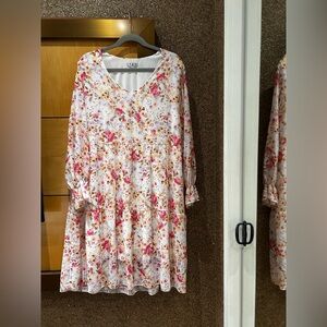 Italian Boho Gypsy Floral Long Sleeve U-Neck Dress Women’s XL